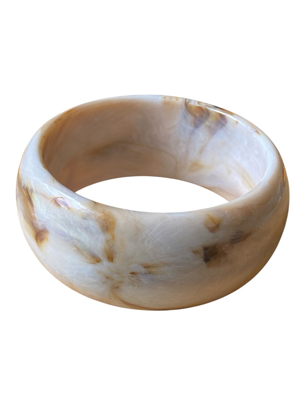 Marbled Cream and Honey Resin Bangle